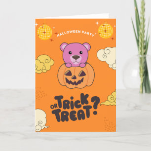 Tarjeta Festiva Fiesta de Halloween Truco o trato Oso Pimienta Fie