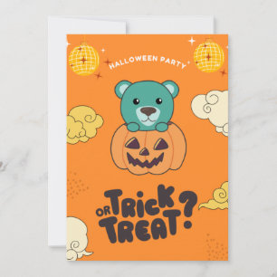 Tarjeta Festiva Fiesta de Halloween Truco o trato Oso Pumkin Fiest