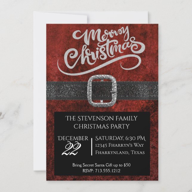 Tarjeta Festiva Fiesta de intercambio de regalos secretos de Santa (Anverso)