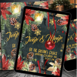 Tarjeta Festiva Fiesta de Jingle & Mingle Esplendor de las Vacacio