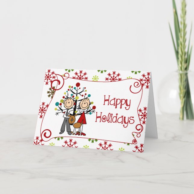 Tarjeta Festiva Fiesta de la pareja con Navidades de perro (Anverso)