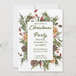 Tarjeta Festiva Fiesta De Los Navidades De Las Acuarelas Verdes Y