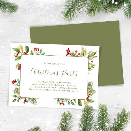 Tarjeta Festiva Fiesta de los Navidades Red and Green Holly Berrie