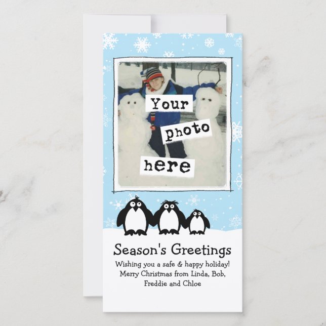 Tarjeta Festiva Fiesta de los pingüinos | Navidades de fotografía  (Anverso)