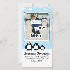 Tarjeta Festiva Fiesta de los pingüinos | Navidades de fotografía 