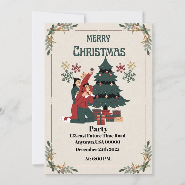 Tarjeta Festiva Fiesta de navidades (Anverso)