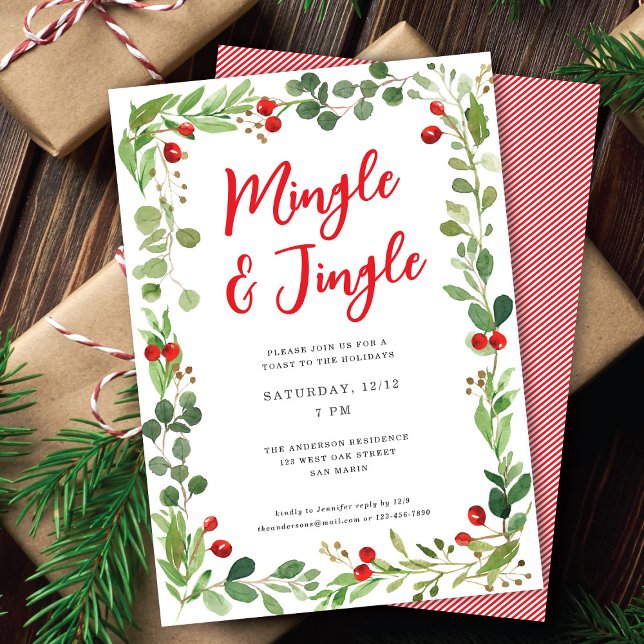 Tarjeta Festiva Fiesta de Navidades botánicos de mingle y jingle f (Subido por el creador)