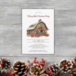 Tarjeta Festiva Fiesta de Navidades de camiones rojos ruidosos<br><div class="desc">Rústica tarjeta de vacaciones Fiesta de los Navidades de Camión Rojo Vintage - con un granero de Navidades festivos, todo ello decorado para las vacaciones. Un camión rojo vintage acaba de llegar llevando un árbol de Navidad recién cortado. Nuestra plantilla de tarjeta le permite añadir sus detalles. Invitación de fiesta...</div>