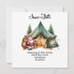 Tarjeta Festiva Fiesta de Navidades de camping
