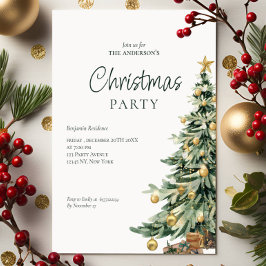 Tarjeta Festiva Fiesta de Navidades de código QR de árbol de acuar