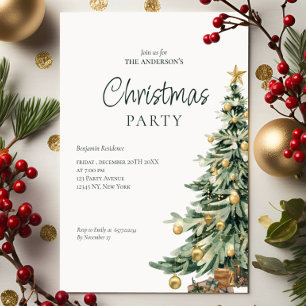 Tarjeta Festiva Fiesta de Navidades de código QR de árbol de acuar