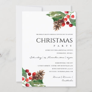 TARJETA FESTIVA FIESTA DE NAVIDADES DE CONO DE ROJO VERDE HOLLY BE