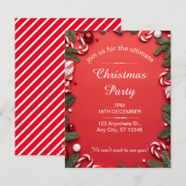 Tarjeta Festiva Fiesta de Navidades de festividades rojas y blanca