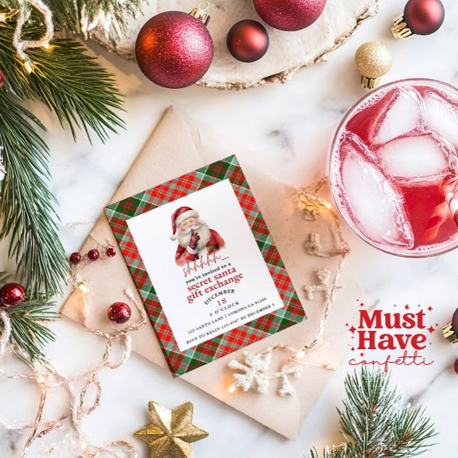 Tarjeta Festiva Fiesta de Navidades de intercambio de regalos secr (Subido por el creador)