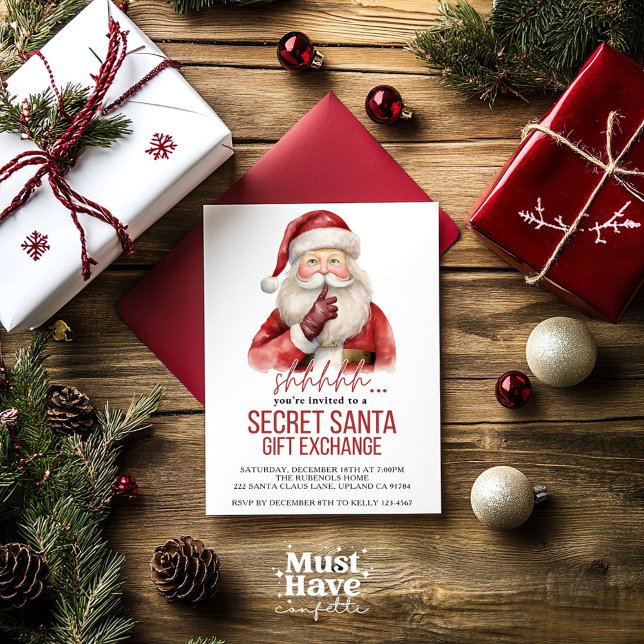 Tarjeta Festiva Fiesta de Navidades de intercambio de regalos secr (Subido por el creador)