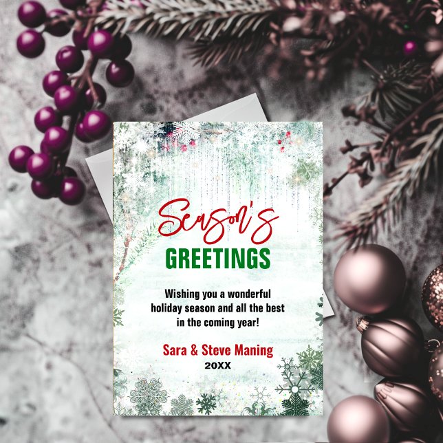 Tarjeta Festiva fiesta de Navidades de invierno de moda blanca y v (Subido por el creador)