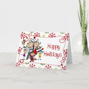 Tarjeta Festiva Fiesta de Navidades de la familia de figuras de pa