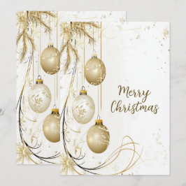 Tarjeta Festiva Fiesta de Navidades del Ornamento de Oro Elegante