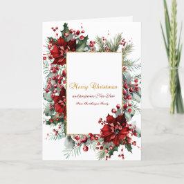Tarjeta Festiva Fiesta de Poinsettia de Invierno 