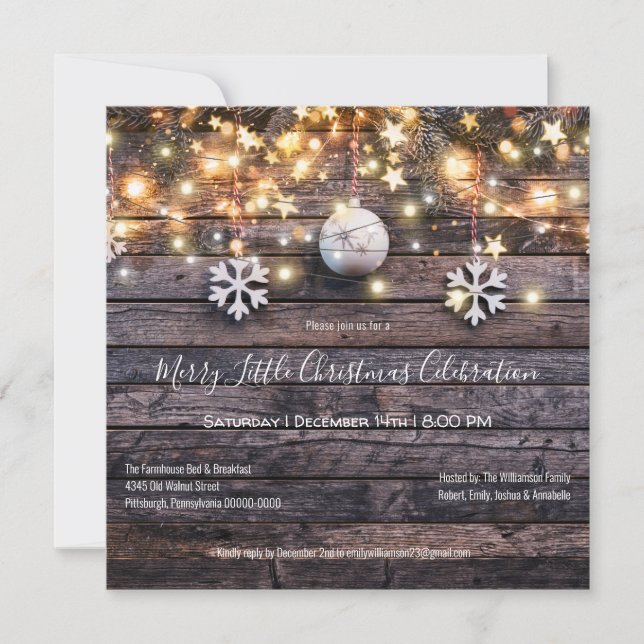 Tarjeta Festiva Fiesta de Rustic Farmhouse Rustic Wood Stars Navid (Anverso)