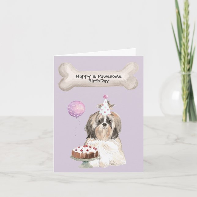 Tarjeta Festiva Fiesta de Shih Tzu (Anverso)