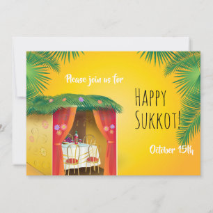 Tarjeta Festiva Fiesta de Sucot Sucá Lulav y Etrog Acuarela