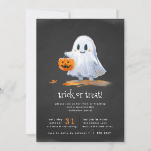 Tarjeta Festiva Fiesta de Truco o Trato Espeluznante Fantasma Ador