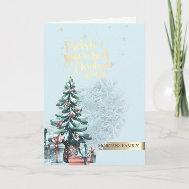 Tarjeta Festiva Fiesta del árbol de pino de moda (Anverso)