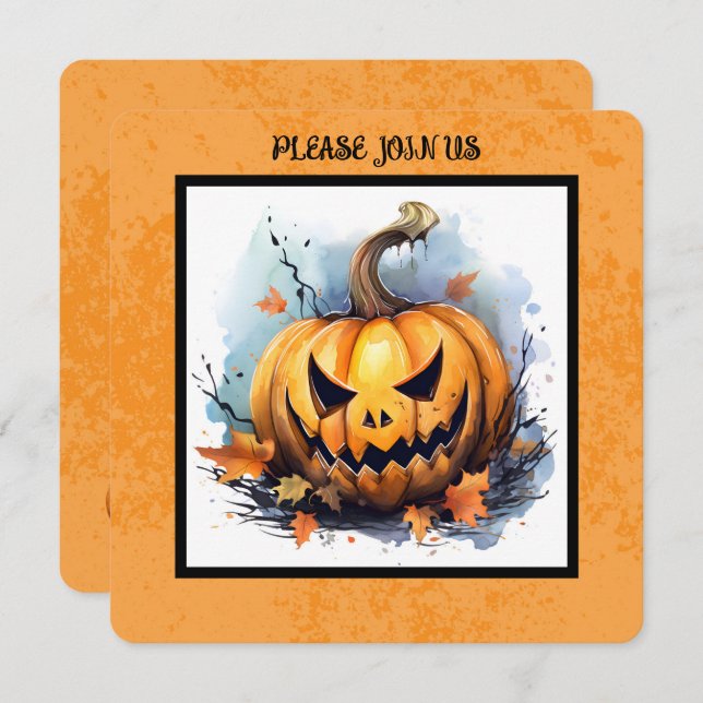 TARJETA FESTIVA FIESTA DEL CONCURSO DE LA CARTÓN DE PUMPKIN (Anverso / Reverso)