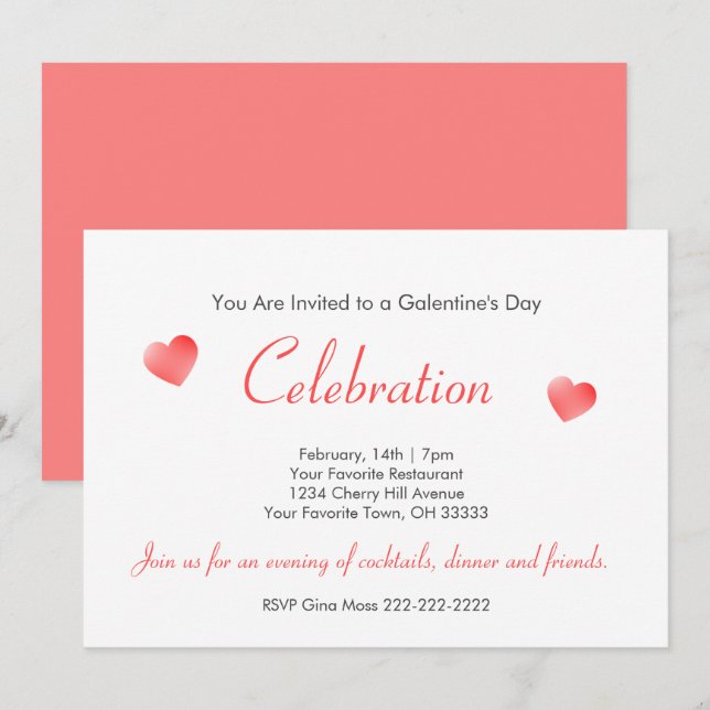 Tarjeta Festiva Fiesta del Día de Galentine (Anverso / Reverso)