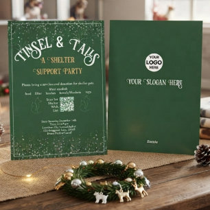Tarjeta Festiva Fiesta del Refugio de Animales Tinsel & Tails