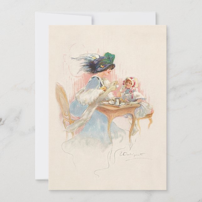 Tarjeta Festiva Fiesta del té de la madre y la hija de Victoria (Anverso)