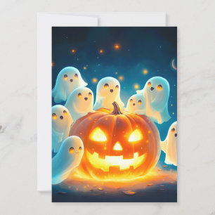 Tarjeta Festiva Fiesta Fantasma de Resplandor de Calabaza Acuarela
