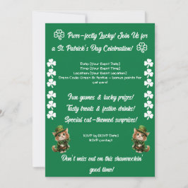 Tarjeta Festiva Fiesta Felina del Día de San Patricio