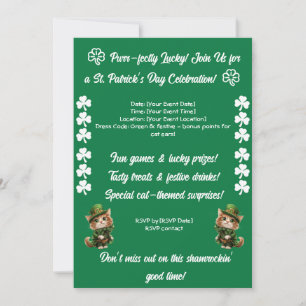 Tarjeta Festiva Fiesta Felina del Día de San Patricio