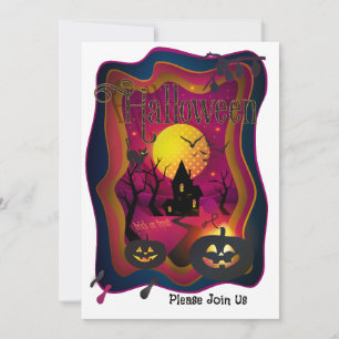 Tarjeta Festiva Fiesta Feliz de Halloween "Truco o Trato" Mágica