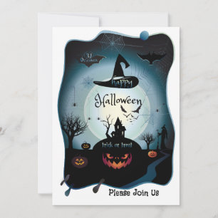 Tarjeta Festiva Fiesta Feliz de Halloween "Truco o Trato" Mágica