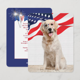 Tarjeta Festiva Fiesta Golden Retriever 4 de julio