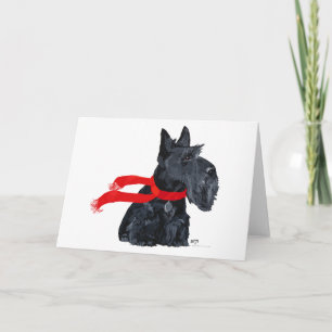 Tarjeta Festiva Fiesta Invernal del Terrier Escocés