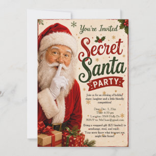 Tarjeta Festiva Fiesta Navideña de Santa Secreto 