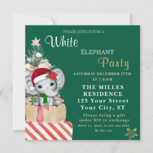 Tarjeta Festiva Fiesta Navideña del Elefante Blanco Colorido