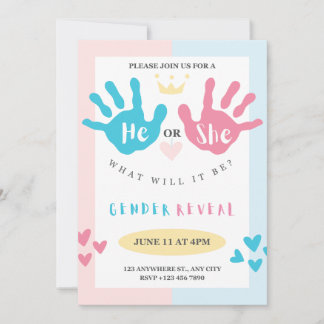 Tarjeta Festiva fiesta, niño o chica, rosa y azul