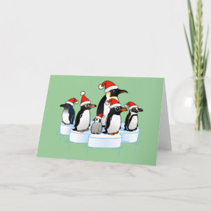 Tarjeta Festiva Fiesta Penguin navidades