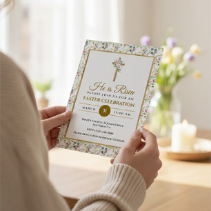 Tarjeta Festiva Fiesta Religiosa de Pascua Cristiana Él ha Resucit