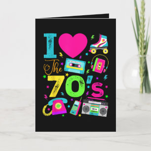 Tarjeta Festiva Fiesta Retro de los 70 al Estilo Vintage de los Se