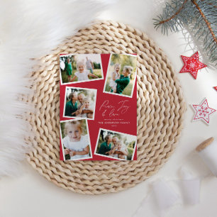 Tarjeta Festiva Fiesta rojo de guiones elegantes y multifotográfic