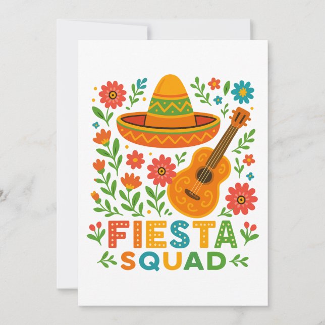 Tarjeta Festiva Fiesta Squad - Coloridas vibraciones Fiestas (Anverso)