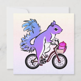 Tarjeta Festiva Fiesta Squirrel viajando en bicicleta