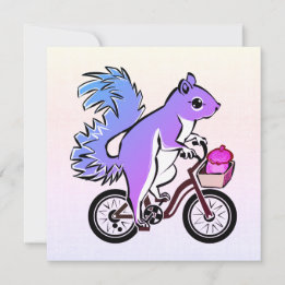 Tarjeta Festiva Fiesta Squirrel viajando en bicicleta