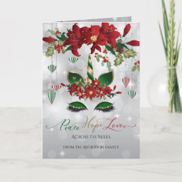 Tarjeta Festiva Fiesta unicornio de feriado de oro y verde festivo